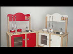 Noble Kitchen Red Play Set | Kids Wooden Toy Kitchen with Accessories