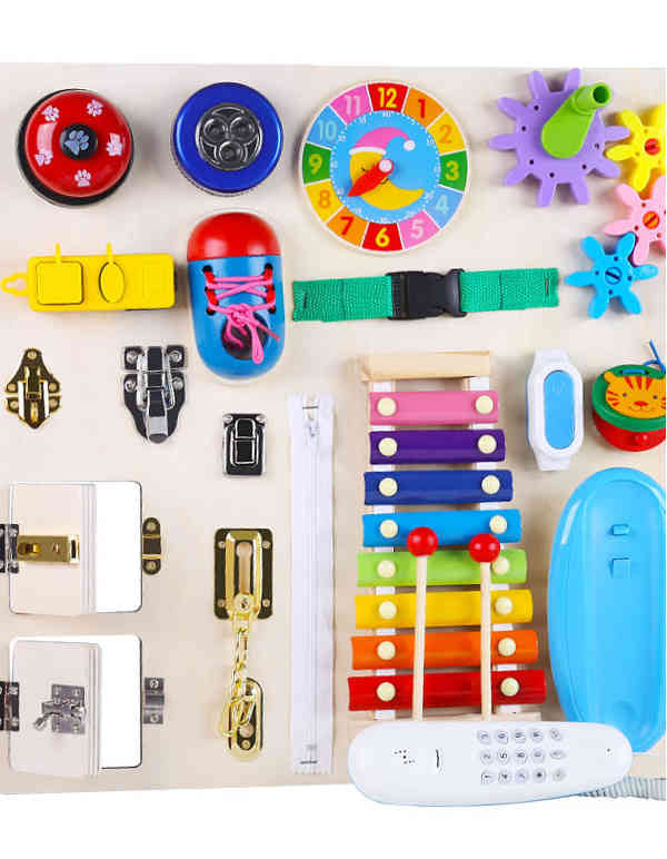 Montessori Busy Wooden Sensory Board | Educational Fine Motor Skill Toy for Kids