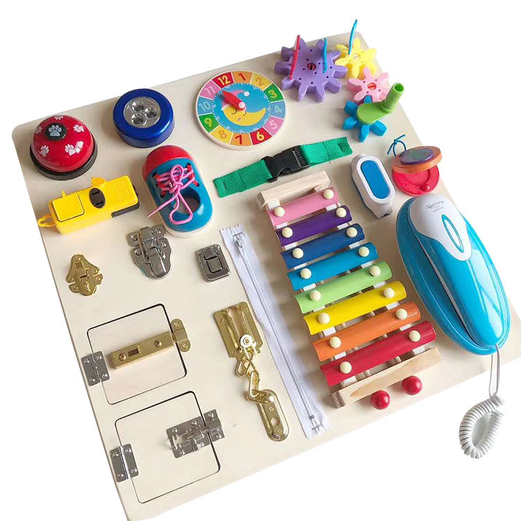 Montessori Busy Wooden Sensory Board | Educational Fine Motor Skill Toy for Kids