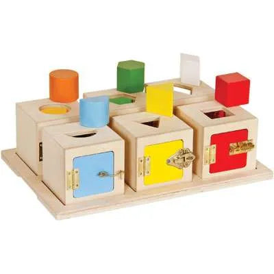Shape Box Latches Set of 6 | Wooden Montessori Shape Sorting Learning Toy for Kids