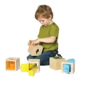 Shape Box Latches Set of 6 | Wooden Montessori Shape Sorting Learning Toy for Kids