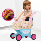 Wooden Shopping Cart Supermarket | Kids Pretend Play Grocery Trolley Toy