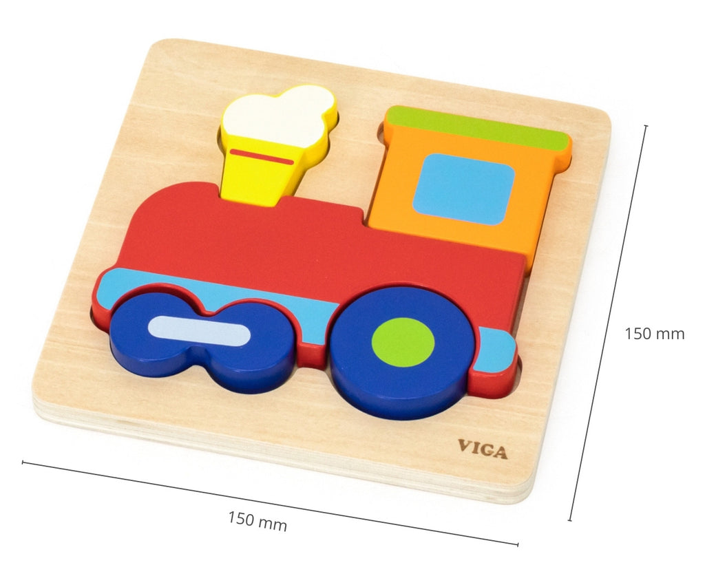 Wooden Train Peg Puzzle Kids | Chunky Montessori Shape & Color Learning Toy