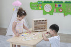 Flat Pegged Puzzle 12PCS Set with Storage Shelf | Wooden Toddler Learning Puzzle Set