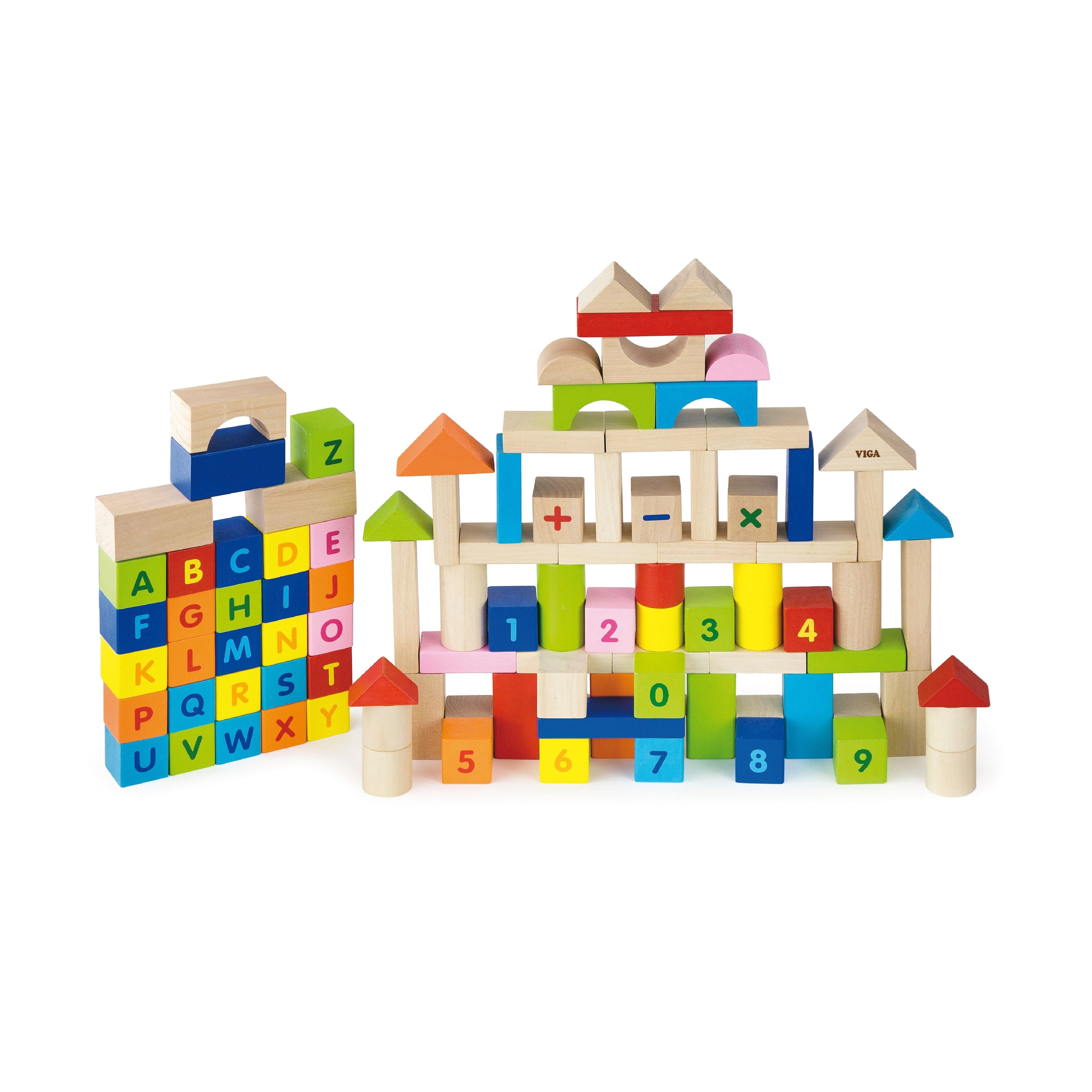Wooden Alphabet & Number Blocks 100 PCS | Educational Building Toy for Kids