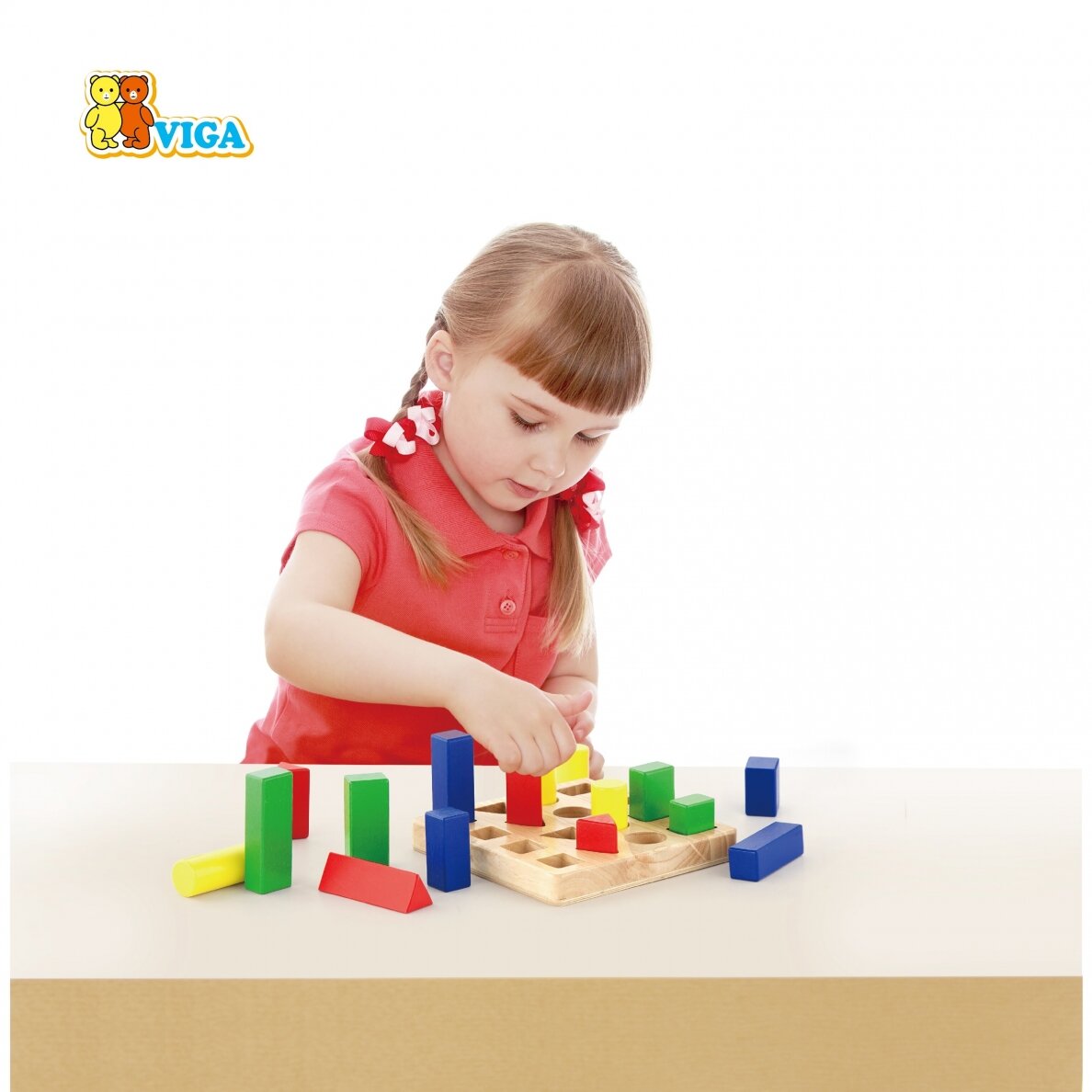 Shape Sequence Blocks | Wooden Montessori Sorting & Stacking Toy for Kids 2+