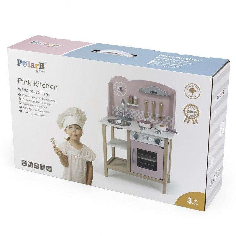 Pretty Mink Wooden Kitchen Set | Montessori Pretend Play Kitchen Toy for Kids