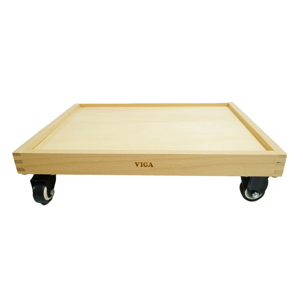Pull Along Cart for Blocks | Wooden Baby Walker Toy with Shape Sorting & Storage