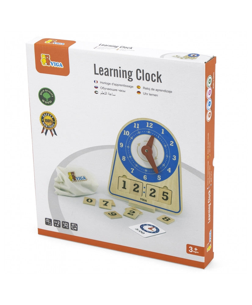 Learning Clock Digital & Analog | Wooden Montessori Time Teaching Toy for Kids 3+