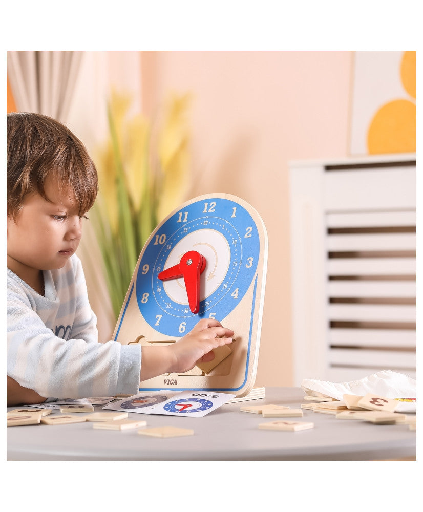 Learning Clock Digital & Analog | Wooden Montessori Time Teaching Toy for Kids 3+