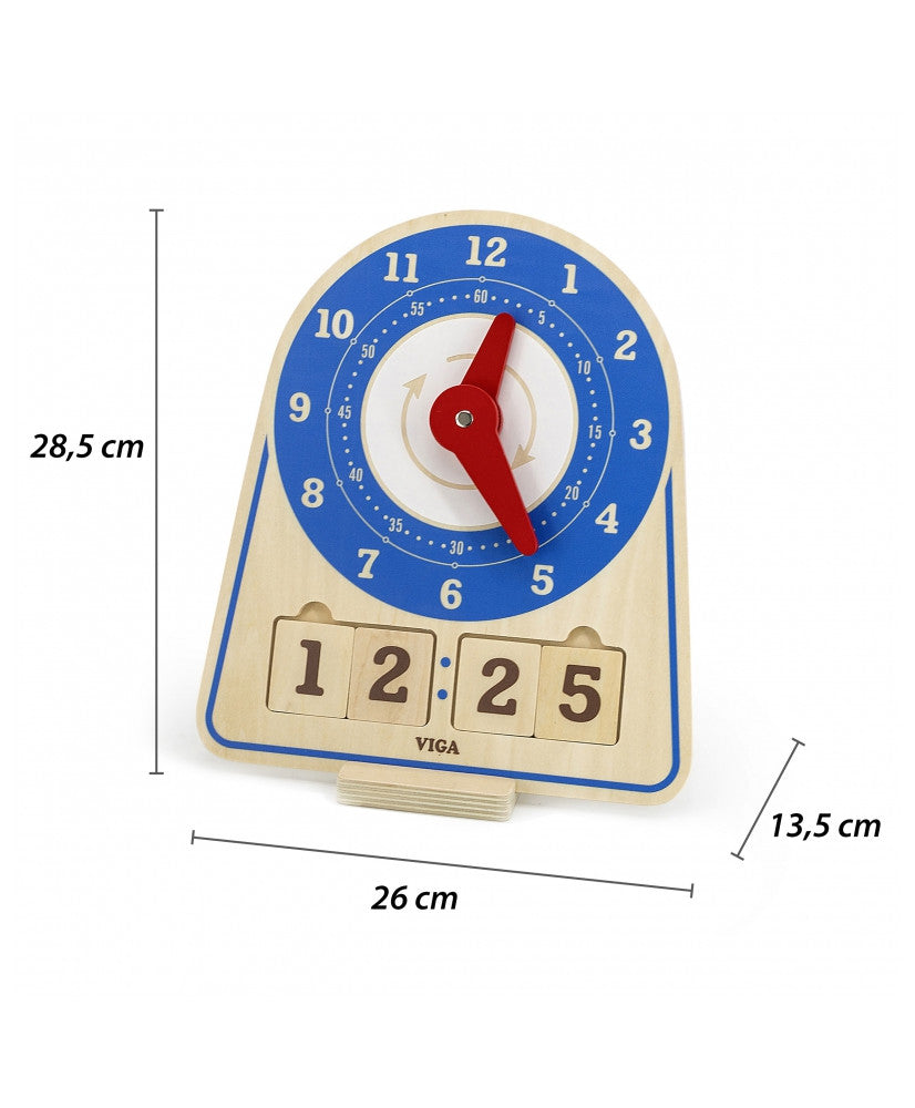 Learning Clock Digital & Analog | Wooden Montessori Time Teaching Toy for Kids 3+