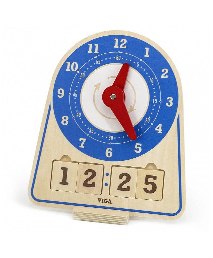 Learning Clock Digital & Analog | Wooden Montessori Time Teaching Toy for Kids 3+