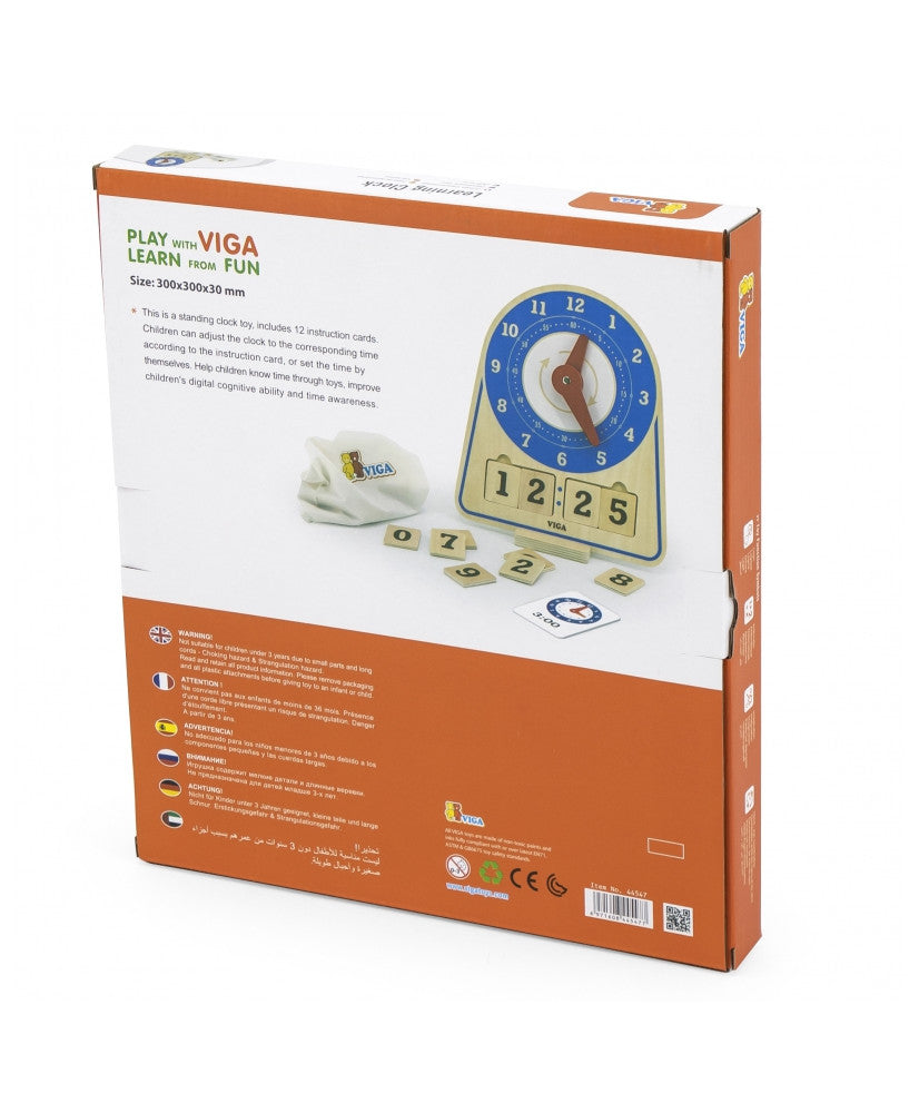 Learning Clock Digital & Analog | Wooden Montessori Time Teaching Toy for Kids 3+