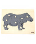 Montessori Wooden Pegged Hippo Puzzle | Animal Learning Toy for Kids 18+ Months