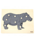Montessori Wooden Pegged Hippo Puzzle | Animal Learning Toy for Kids 18+ Months
