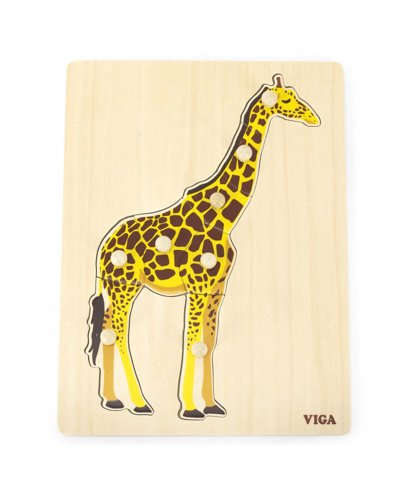 Montessori Wooden Pegged Giraffe Puzzle | Animal Learning Toy for Kids 18+ Months