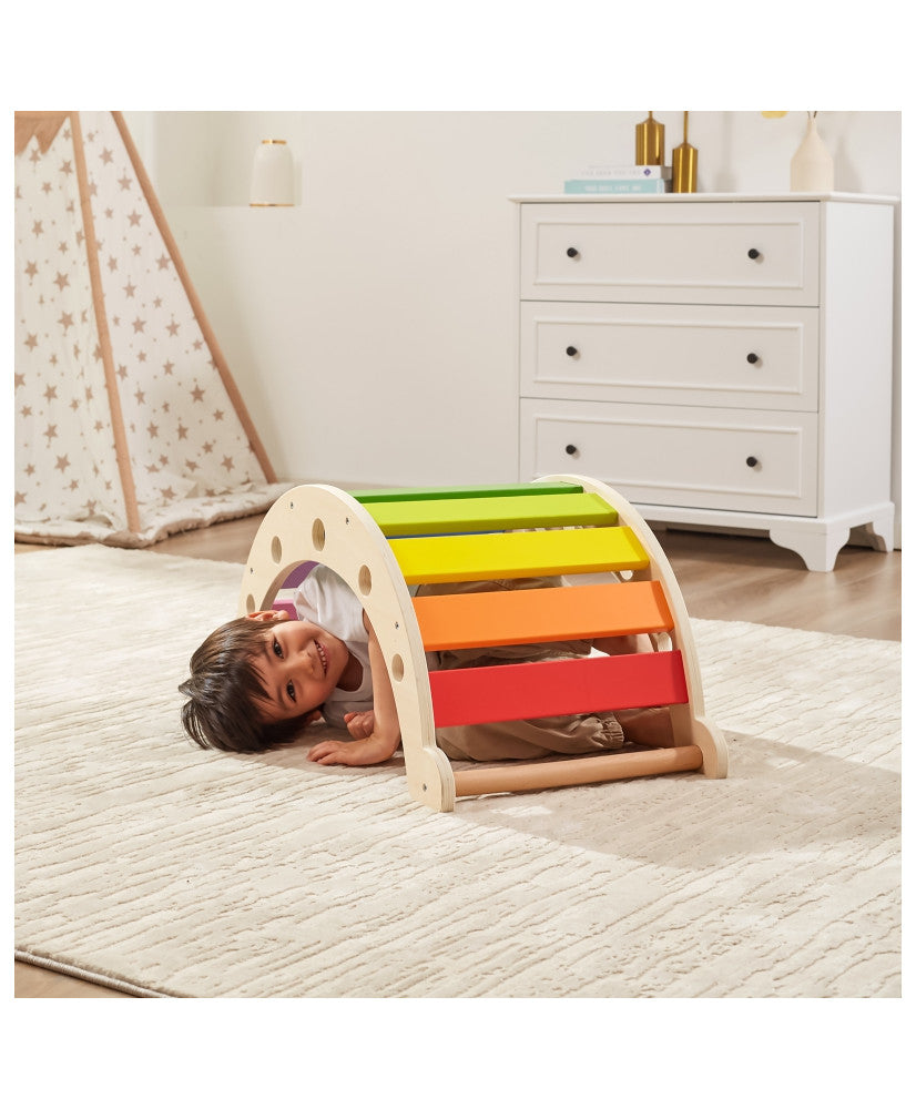 Rainbow Rocker Chair for Kids | Wooden Montessori Balance Rocker Toy