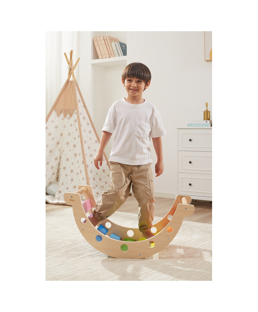 Rainbow Rocker Chair for Kids | Wooden Montessori Balance Rocker Toy