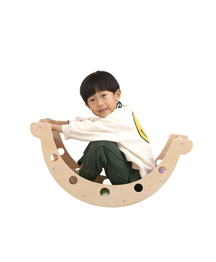 Rainbow Rocker Chair for Kids | Wooden Montessori Balance Rocker Toy
