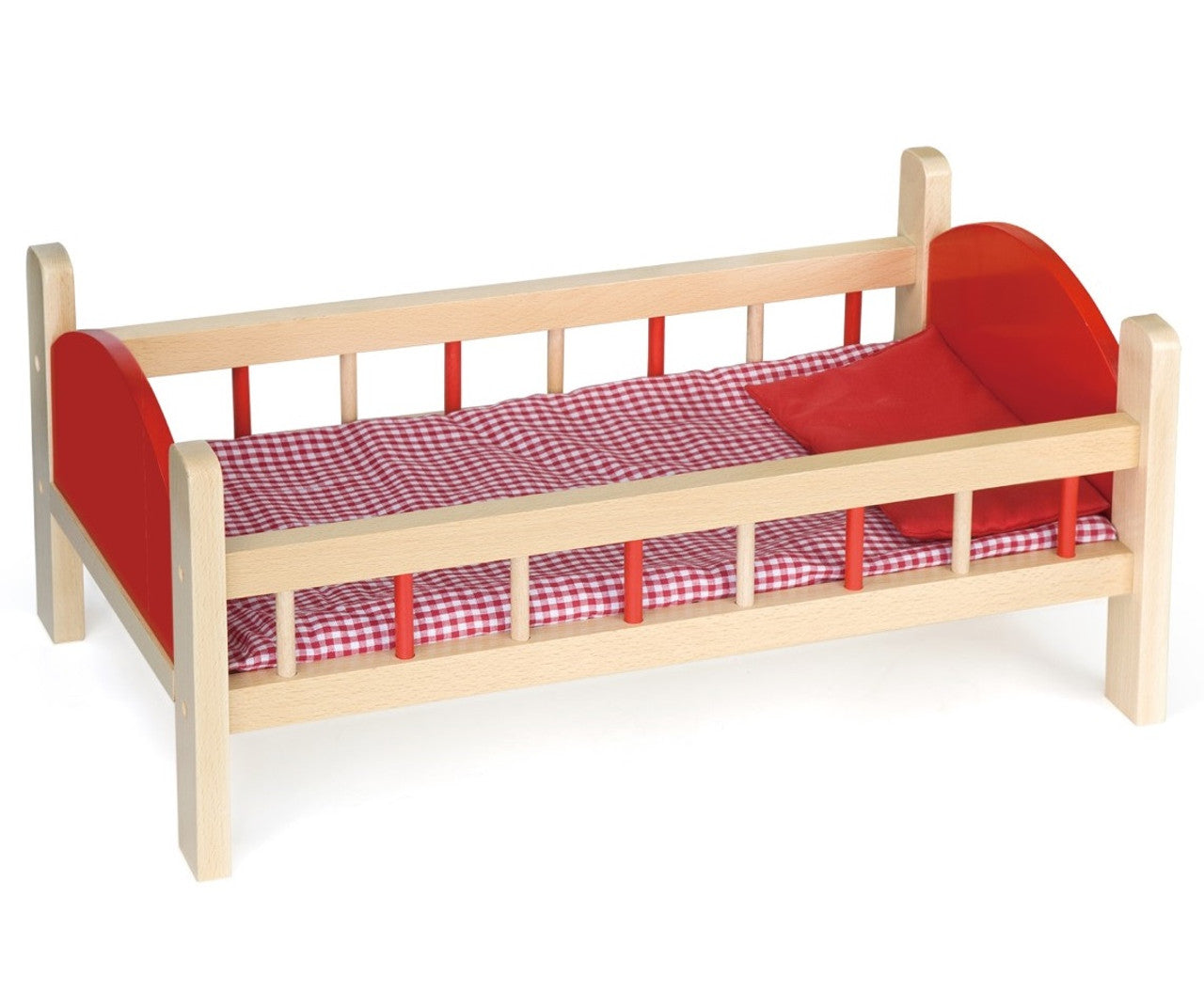 Wooden Doll Bed with Pillow | Beechwood Pretend Play Toy for Kids Ages 3+