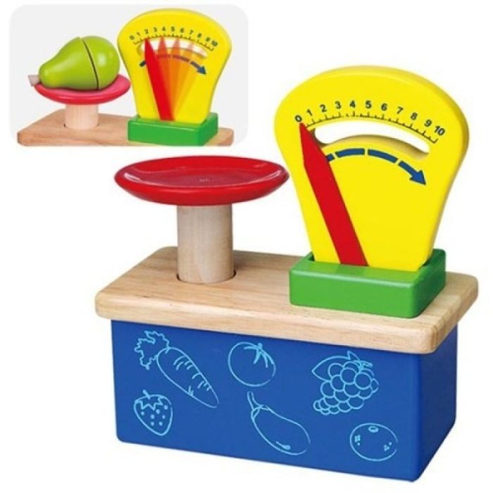 Wooden Weighing Scale Toy & Coffee Maker Set | Kids Pretend Play Kitchen Toy