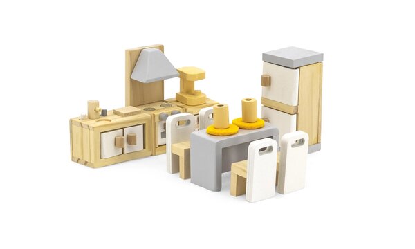 Doll House Kitchen & Dining Furniture Set 16pcs | Mini Cooking Playset Kids