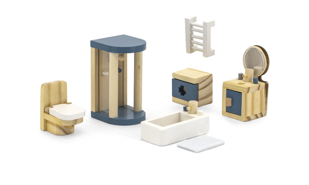 Doll House Bathroom Furniture Set 8pcs | Mini Dollhouse Accessories Kids