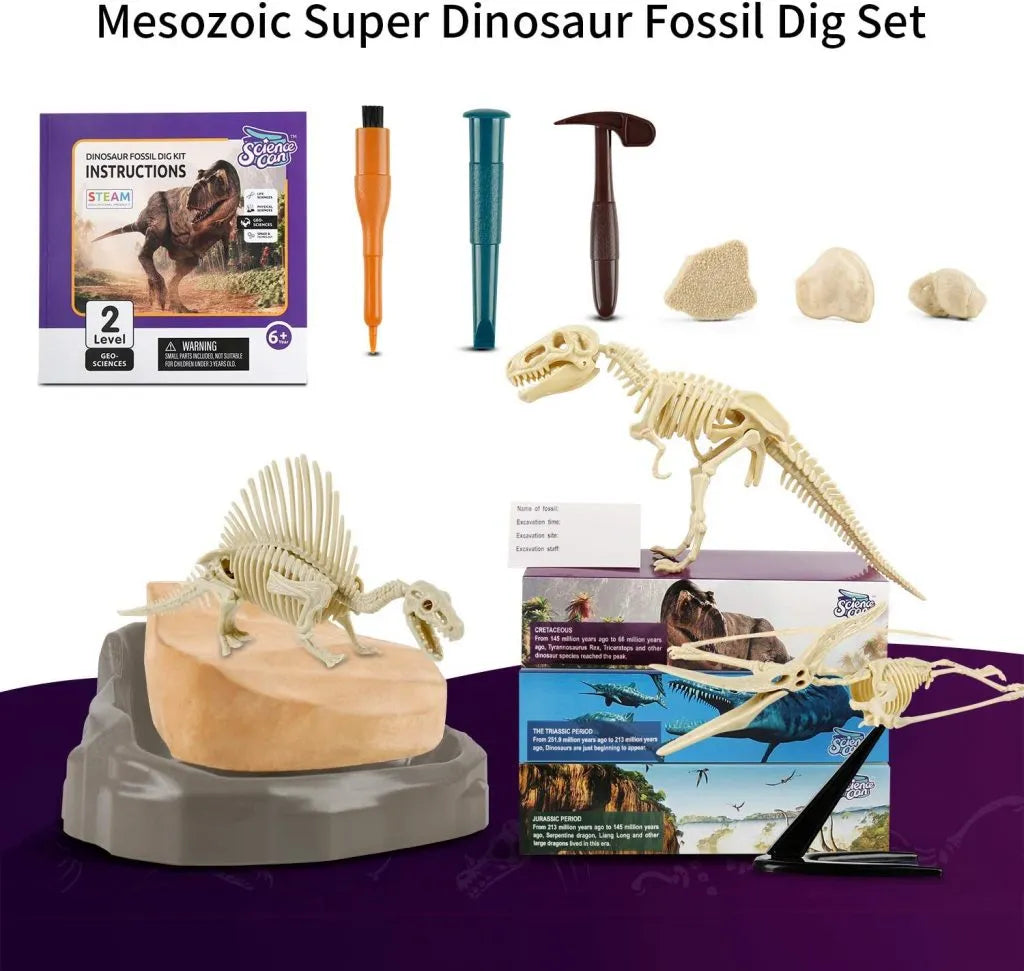 Dinosaur Fossil Dig Kit | Kids Archeology STEM Excavation Learning Toy